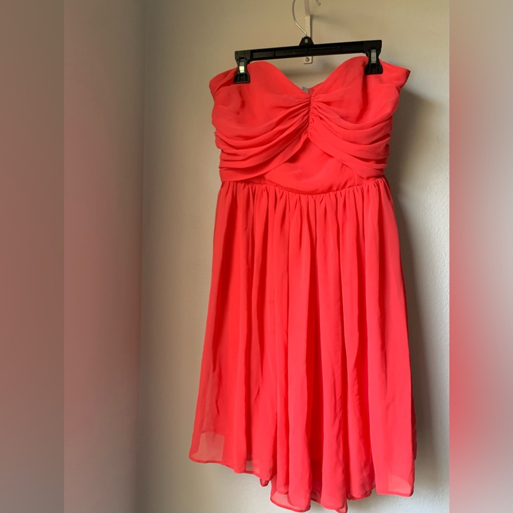 Orange pink knee length dress